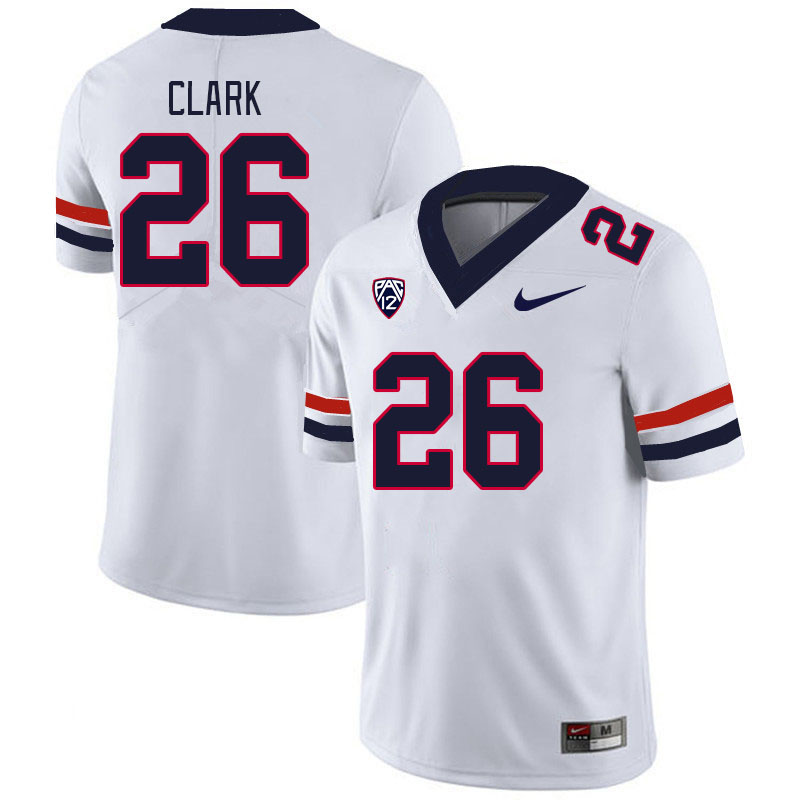 Men #26 Jaden Clark Arizona Wildcats College Football Jerseys Stitched Sale-White - Click Image to Close
